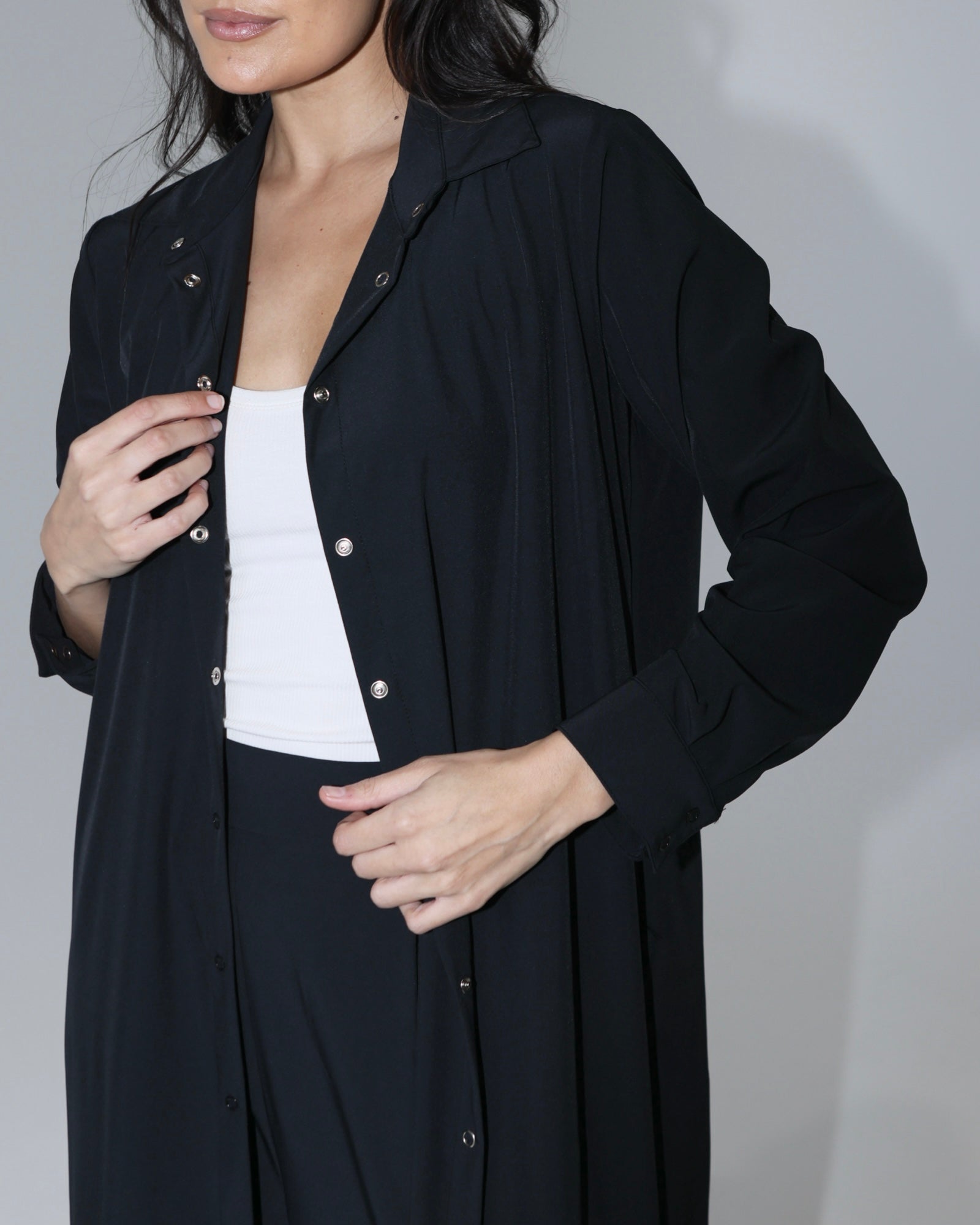 The 208 Snap Maxi Shirt // Black